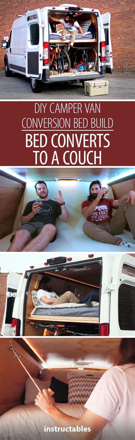 DIY Camper Van Conversion Bed Build, Bed Converts to a Couch! #VANLIFE ...