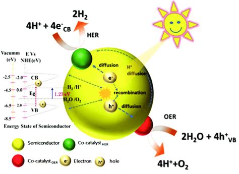 Schematic representation of photocatalytic water splitting reaction ...