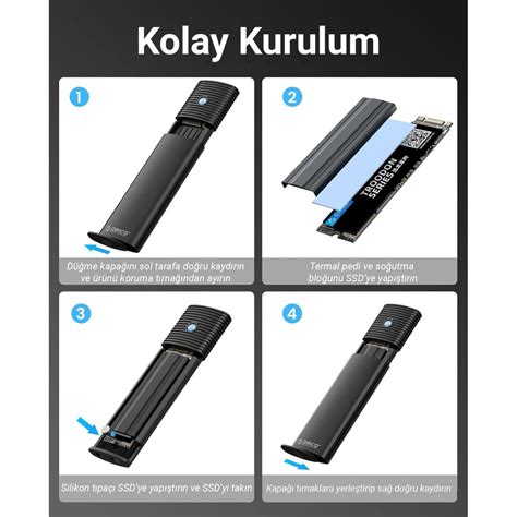 Orico Usb Gen Gbps Type C M Nvme Ssd Disk Kutusu Al Minyum Siyah