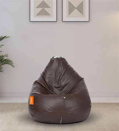 Buy New Classic XXXL Leatherette Bean Bag With Beans In Brown Colour At