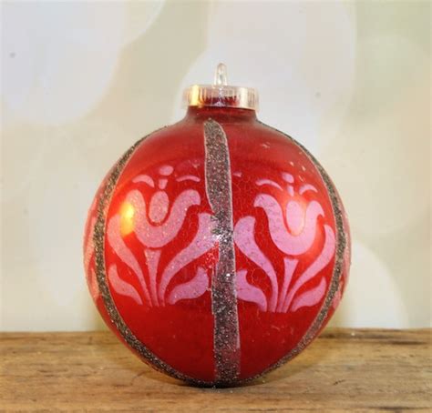 Vintage West Germany Mercury Glass Ornament Hand Painted Mica Glitter