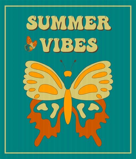 Premium Vector Retro Groovy Posters 60s 70s With Groovy Butterfly For