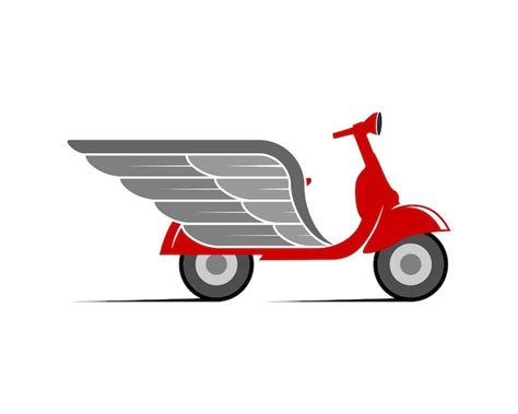 Premium Vector | Scooter delivery with silver wings