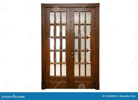 Puertas Dobles De Madera Aisladas En Blanco Imagen Frontal De Una