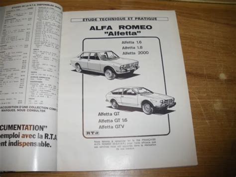 REVUE TECHNIQUE ALFA Romeo Alfetta 1600 A 2000 Berline Gt Gtv EUR