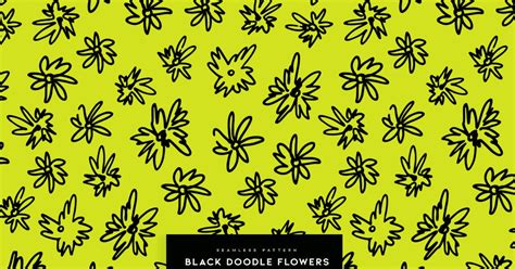 Black Doodle Flowers, Graphics - Envato Elements