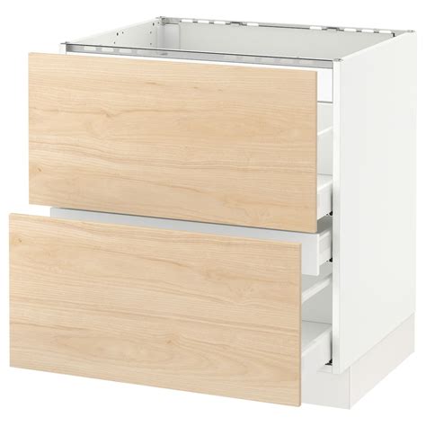 Sektion Base Cabinet Fcooktop W3 Drawers White Maximeraaskersund