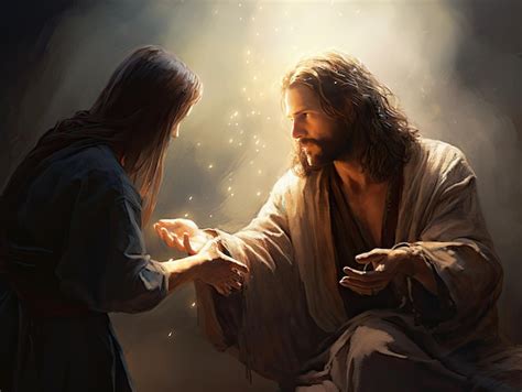 Beautiful Scene Of Jesus Helping A Person In The Darkness Depression