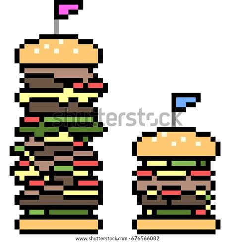 Vector Pixel Art Burger Isolated Stock Vector Royalty Free 676566082