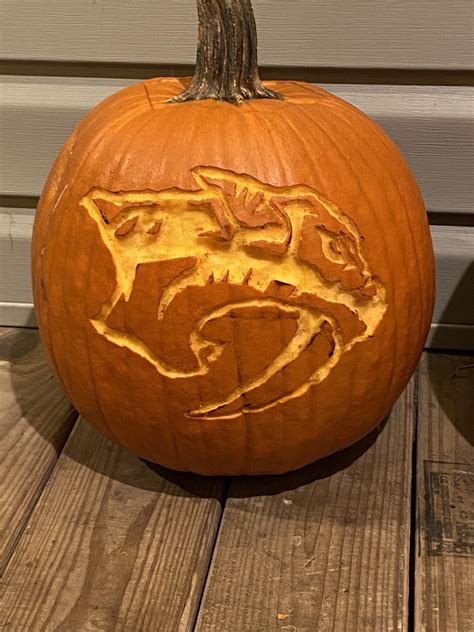 My pumpkin carving this year : r/nhl