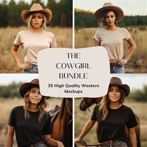 Cowgirl Mockup Bundle Shirt Mockup Western Boho Women Bella Canvas