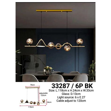 Jual Lampu Gantung Island Meja Makan Glass Ball Gold Black Minimalis