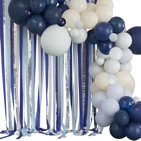 Kit Arche De Ballons Bleu Blanc Argent