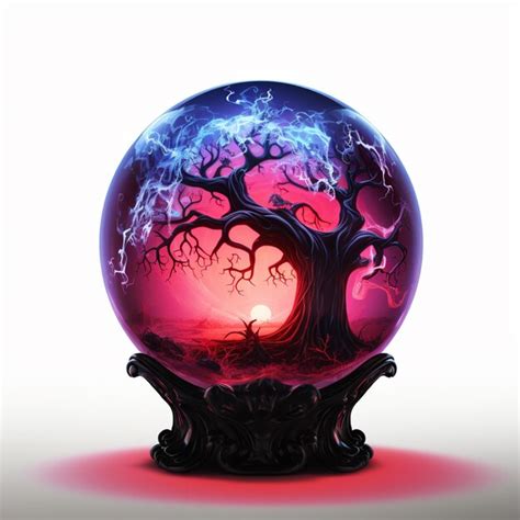 Premium Ai Image Magic Crystal Glass Ball Neon Light Neon