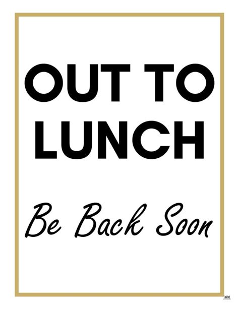 Out To Lunch Signs Free Signs Printabulls