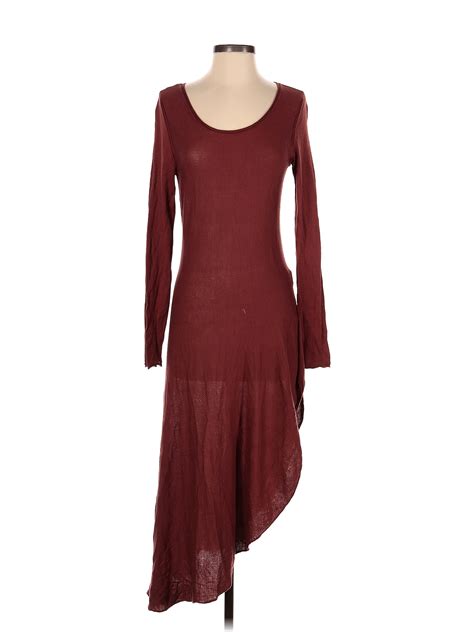 Peruvian Connection Solid Maroon Burgundy Casual Dress Size S 75 Off