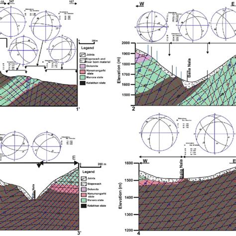 Geological Cross Sections 1 1 0 2 2 0 3 3 0 And 4 4 0 Along The