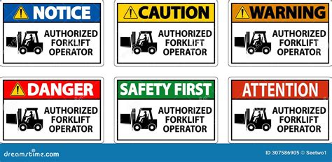 Caution Authorized Forklift Operator Sign Stock Vector - Illustration ...