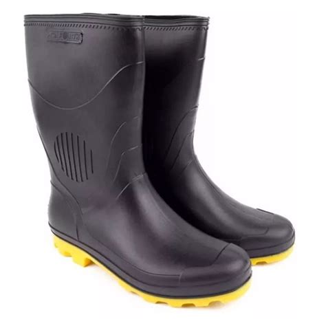 Bota Para Motoqueiro De Pvc Solado Amarelo Cano Longo Modelo Patrol