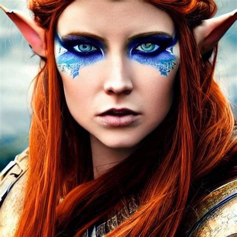 Auburn Haired Blue Eyed Beautiful Elven Young E Openart