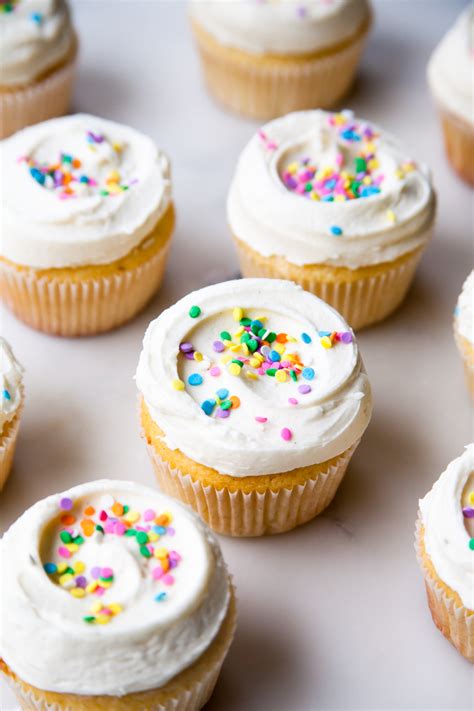 Classic Vanilla Cupcakes With Whipped Vanilla Frosting Style Sweet Ca