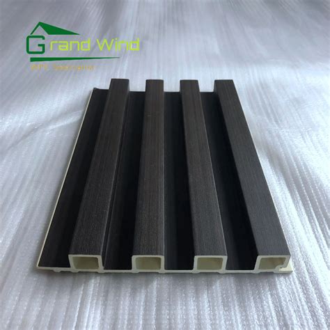 Modern Design Wpc Interior Wall Panel Black Color Pvc Film Coated