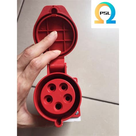 Surface Mounting 5pin 32a Ip44 Industrial Socket 125 Merah Putih Pgmall