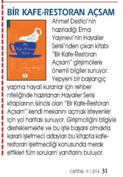 Bir cafe restoran NASIL açılır Kitabını yazmışlar Eylül 2014