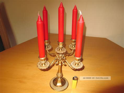 Alter Messing Jugendstil Kerzenständer 5 Flammig Kerzenleuchter Kandelaber