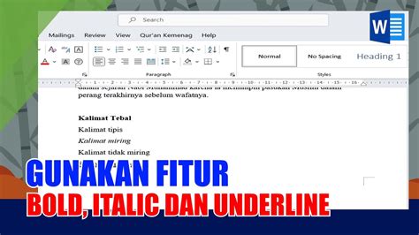 Cara Menggunakan Fitur Bold Italic Dan Underline Di Microsoft Word