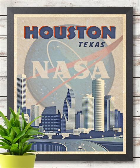 Houston Texas Travel Poster - Space City - Nasa - Printed Poster - Wall