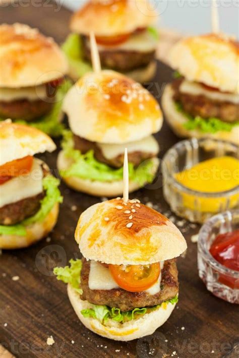 Ready to serve mini hamburgers. Step by step preparation of mini ...