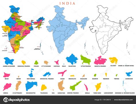 Mapa Detallado De India Asia Con Todos Los Estados Y Frontera Del Pa S