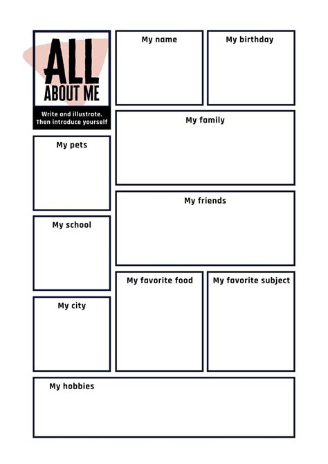 All About Me Printable For Adults