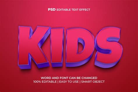 Effet De Texte D Pour Enfants Psd Premium