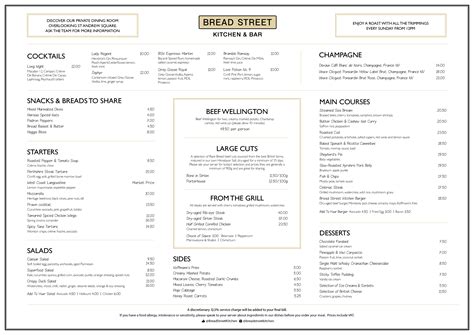 Menus Bread Street Kitchen And Bar Edinburgh Gordon Ramsay Restaurants