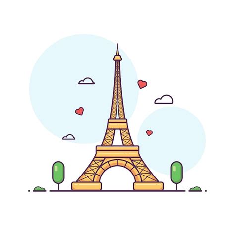 Illustration De France De Tour Eiffel Romantique De Dessin Animé