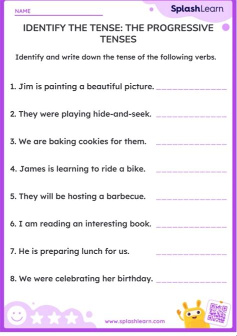 Identify The Tense The Progressive Tenses Printable ELA Worksheet