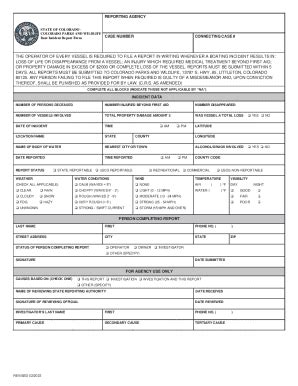 Fillable Online Boating Incident Report Form Boating Incident Report