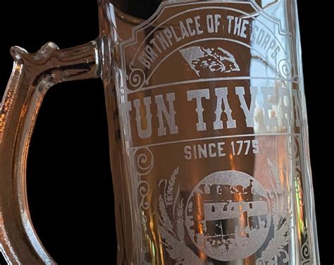 Tun Tavern Glass Etched Beer Mug Glass Beer Mug Etched Glass Beer Mug