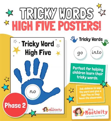 Phase 2 Tricky Words High Five Posters Mrs Mactivity