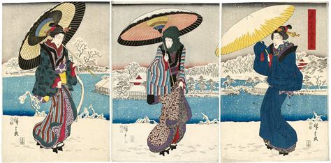 Utagawa Hiroshige: Snow Scene at Shinobazu Pond in Ueno (Ueno Shinobazu ...