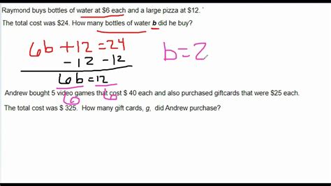 Write And Solve Linear Equations 1 Variable Youtube