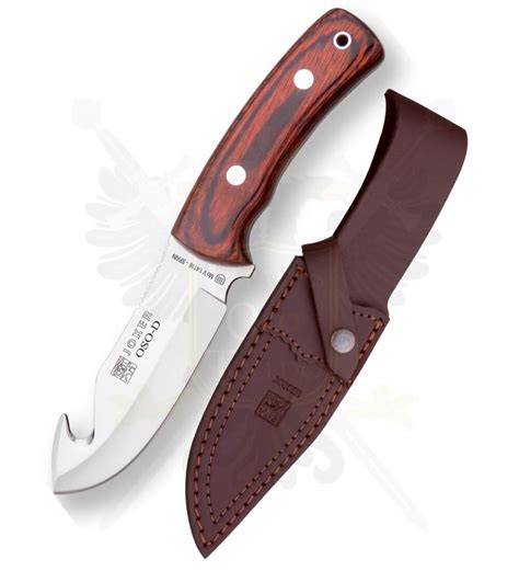 Cuchillo Desollador Joker Oso D Cachas En Madera Roja Estamina Hoja