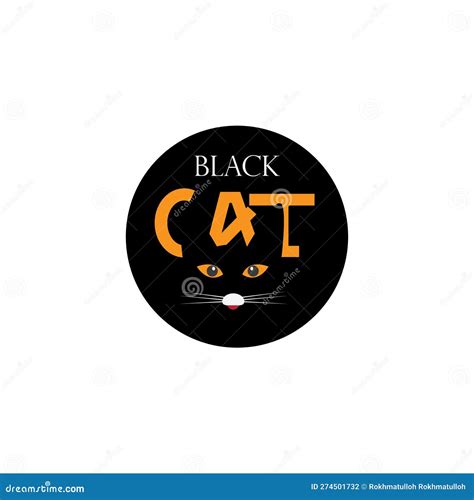 Black Cat Logo Abstract Dark Circle Vector Illustration Design Stock