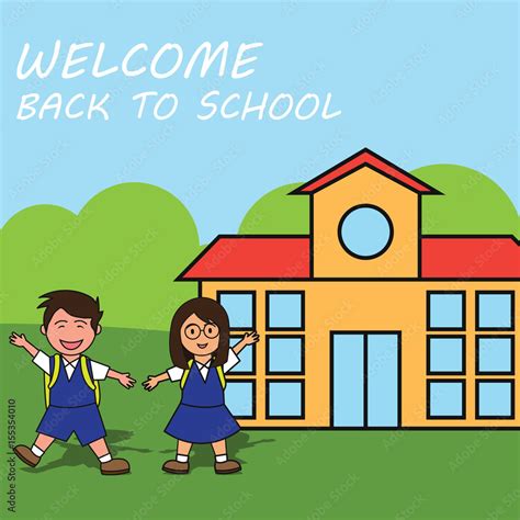 welcome back to school cartoon concept. vector illustration Stock ...