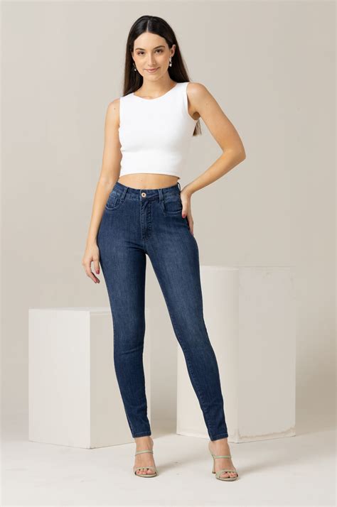 Cal A Jeans Feminina Escura Skinny F Oxiblue Jeans