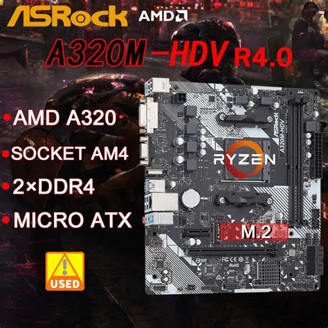 A320 Motherboard ASROCK A320M HDV R4 0 Socket AM4 DDR4 32GB M 2 PCI E 3