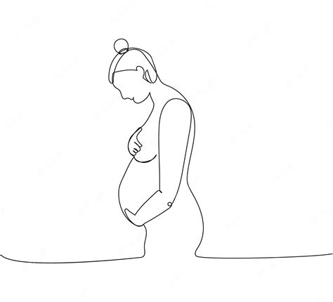 Premium Vector Pregnant Woman Holding Her Belly One Line Art Continuous Line Drawing Of