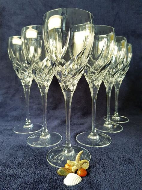 Red Wine Glasses in deep cut crystal. (6) - Crystal - - Catawiki